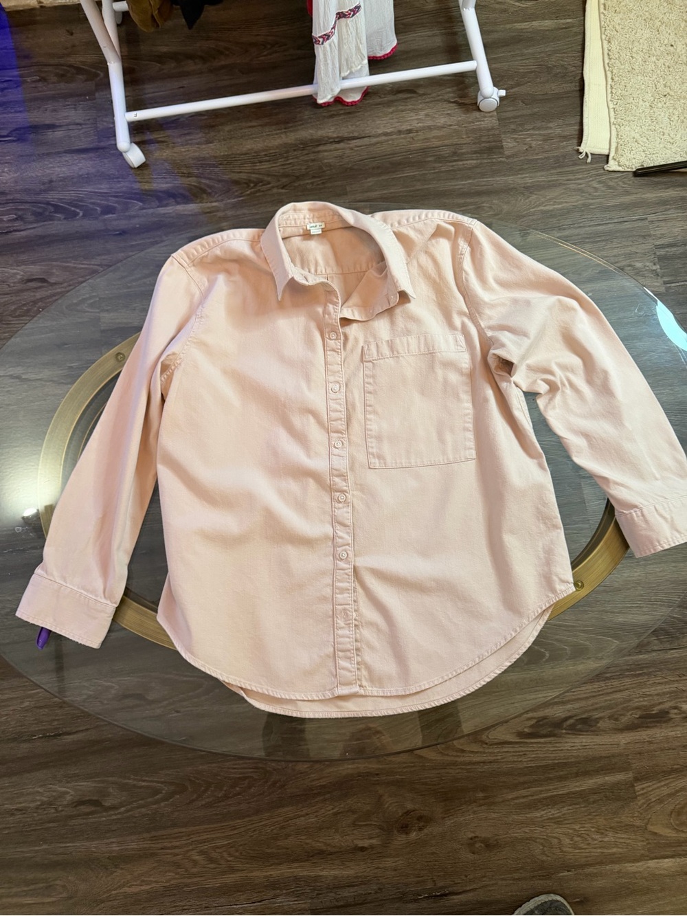 Aerie Soft Blush Oversized Button Front Shirt Cottagecore Prairie Style Medium - Picture 9 of 9